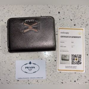 Prada Silver Metallic Wallet New